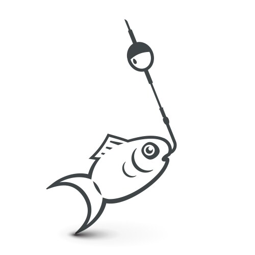 Cartoon Fish on Hook Vector Image