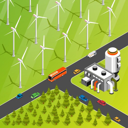 green energy isometric vector image