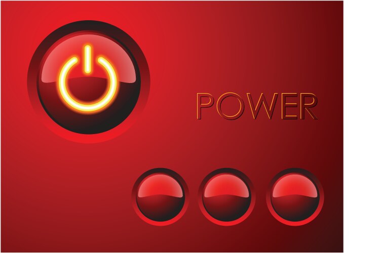 Power button on red digital background Royalty Free Vector