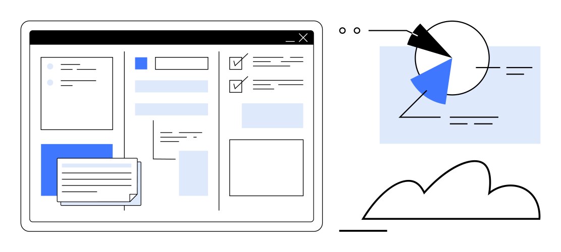 Digital project management dashboard with chart vector image