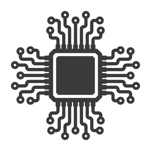 Ai cpu gpu microchip icon machine learning micr vector image