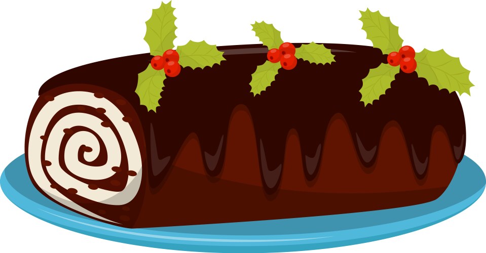 Chocolate Roll Cake With Strawberry Royalty Free Vector