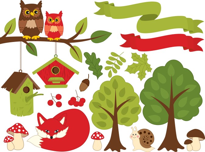Landscape flat bridge forest Royalty Free Vector Image