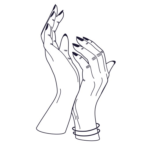 Womens hands female with various gestures