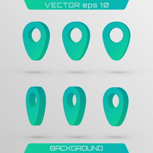 3D Map Pointer Set - Location Icons vector image