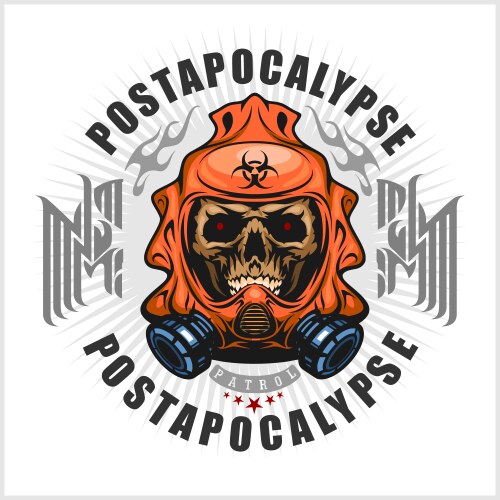 Industrialpost-apocalypse coat of arms with skull Vector Image