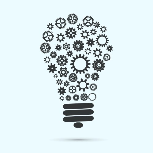 Light bulb globe with gears logo Royalty Free Vector Image