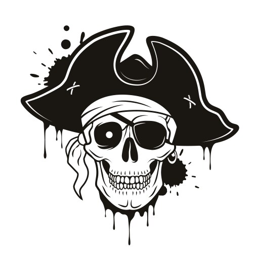 Pirate Skull with Glowing Eye Patch Vector Image