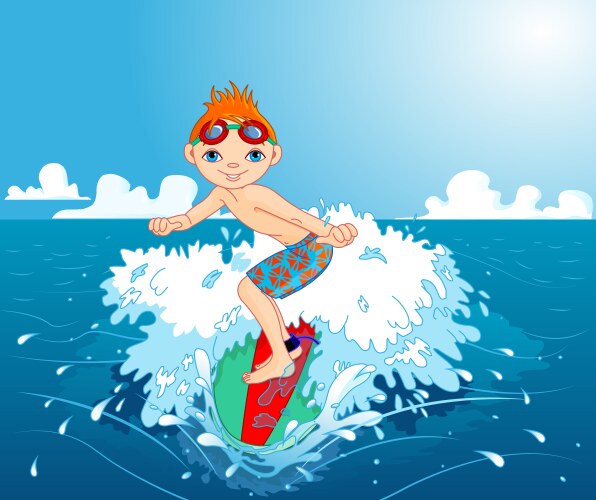 Surfer boy in action Royalty Free Vector Image