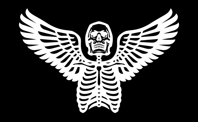 Skeleton with spread wings on a dark background Vector Image