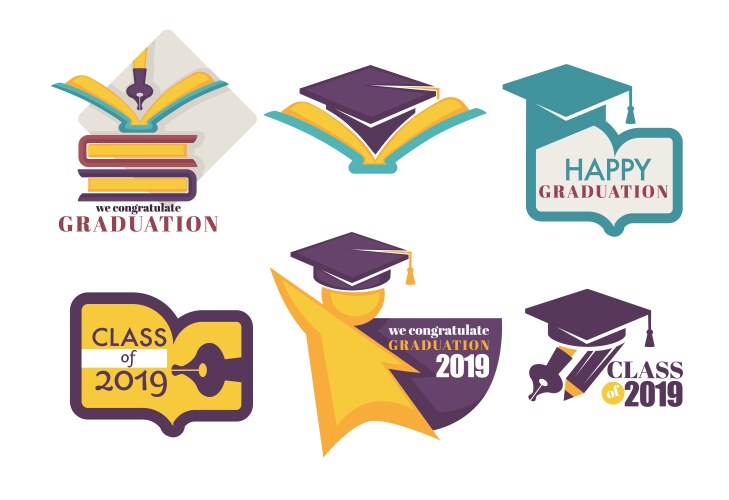 Happy graduation greeting isolated icon academic Vector Image