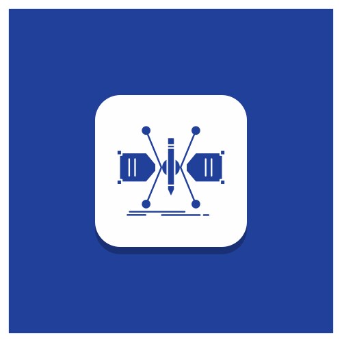 Blue round button for architect constructing grid vector image