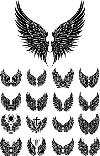 Black Wing Symbol Collection Vector Image