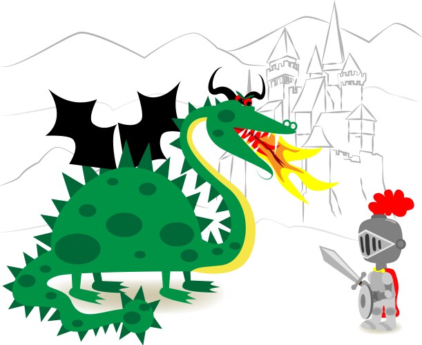 knight and dragon vector