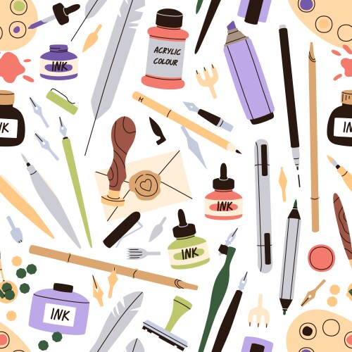 Stationery seamless pattern Royalty Free Vector Image