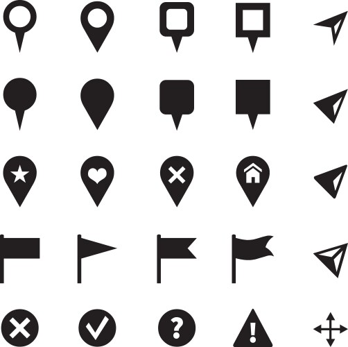 Set gps icons map markers and pointers vektorbild