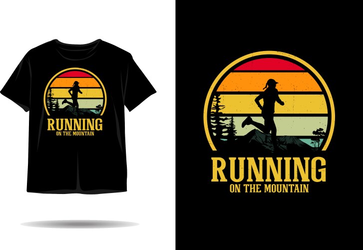 Mountain Running Silhouette T-Shirt Vector Image