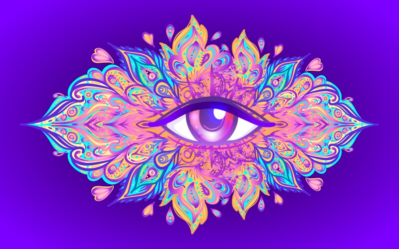 Sacred geometry symbol with all seeing eye over vector image