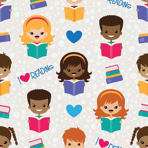 Two border templates with kids reading books Vector Image