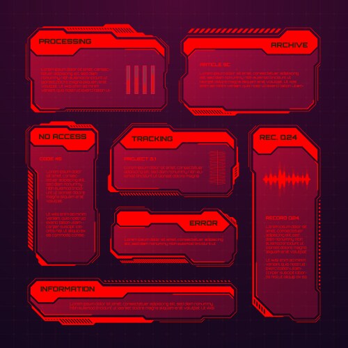 red futuristic hud or ui elements sci-fi user vector image