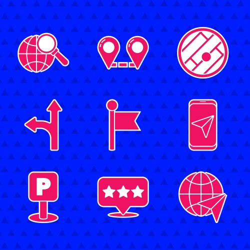 Set location marker map pointer with star globe vector image