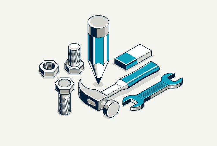Engineering project in embodiment implementation vector image