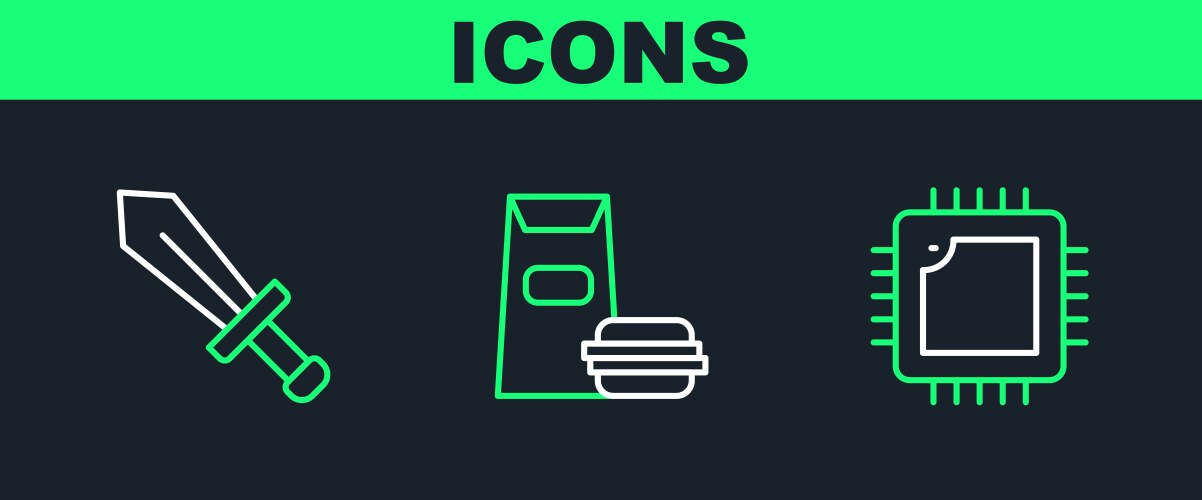 Set line processor with cpu sword for game vector image