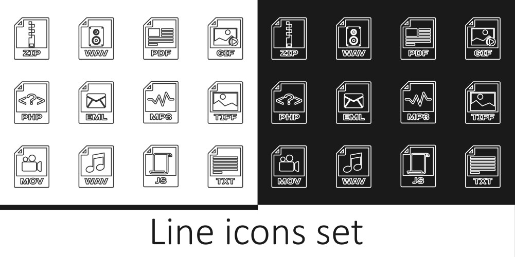 Set line txt file document tiff pdf eml php vector image