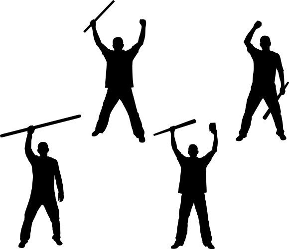 Man Raising a Rod - Protest Silhouette Vector Image