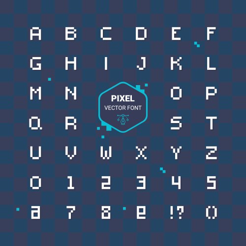 Pixel retro font video computer game design 8 bit vector image
