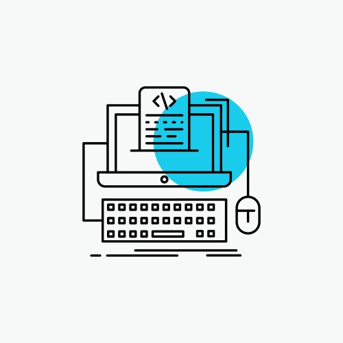 Code coding computer monoblock screen line icon vector image