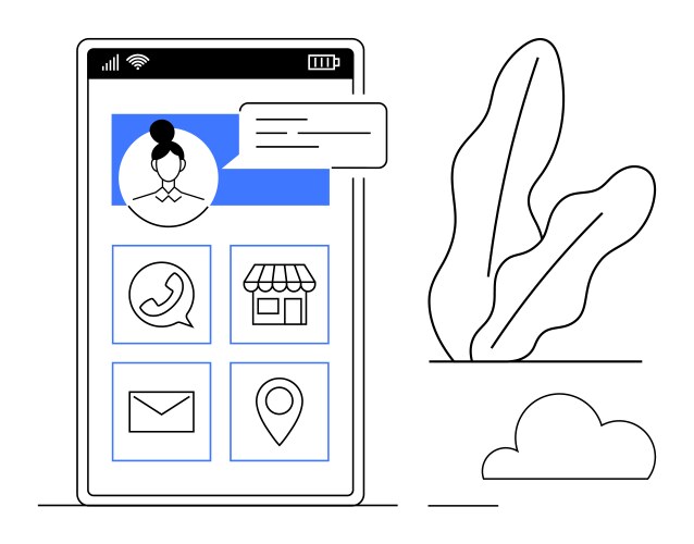 Mobile app interface with user profile messaging vector image