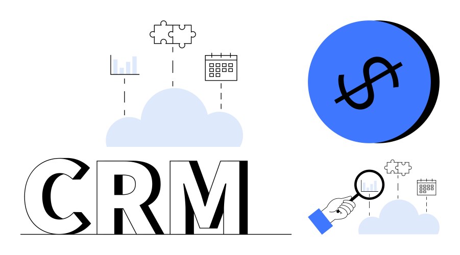 Crm concept with cloud integration data analytics vector image