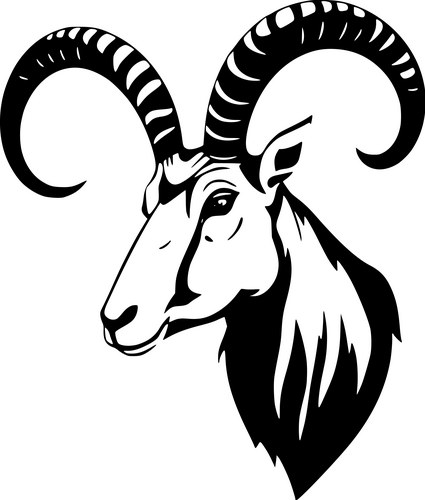 Ibex Head Silhouette - Capricorn Symbol Vector Image