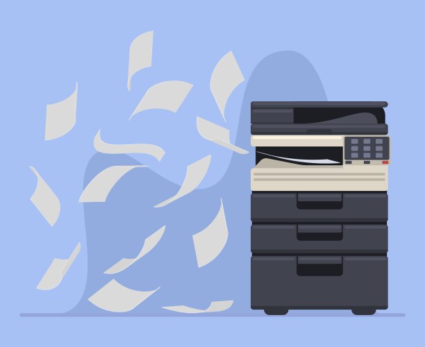 Office professional copier or printer printing vector image