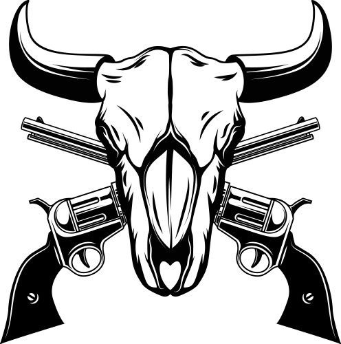 Buffalo Skull with Revolvers Vector Image