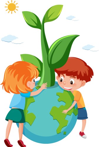 Children Protecting Earth vector image