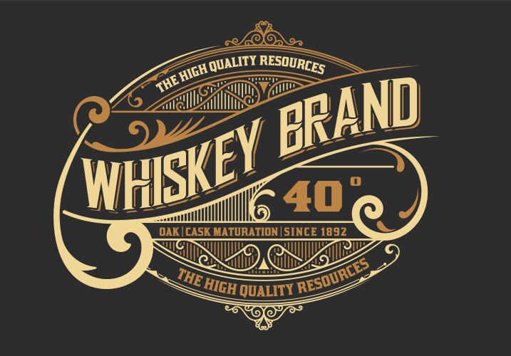 Vintage Whiskey Label & Packaging Design Vector Image