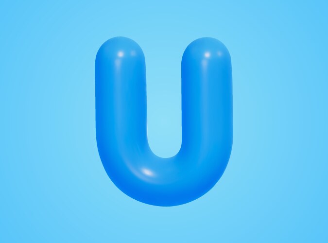 3d blue letter u balloon vector image