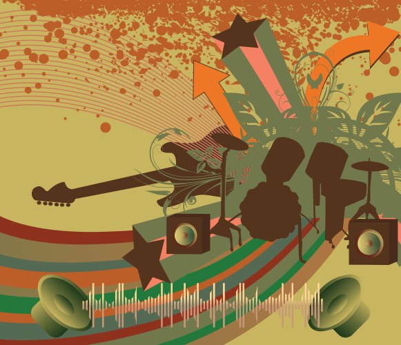Guitar with floral Royalty Free Vector Image - VectorStock