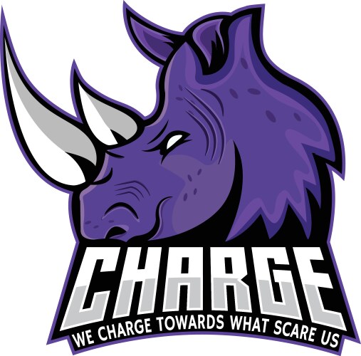 Rhino esports mascot charge c gamming logo vector image