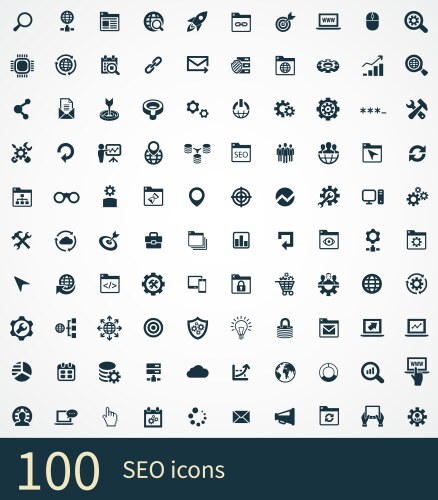 Seo 100 icons universal set for web and ui vector image