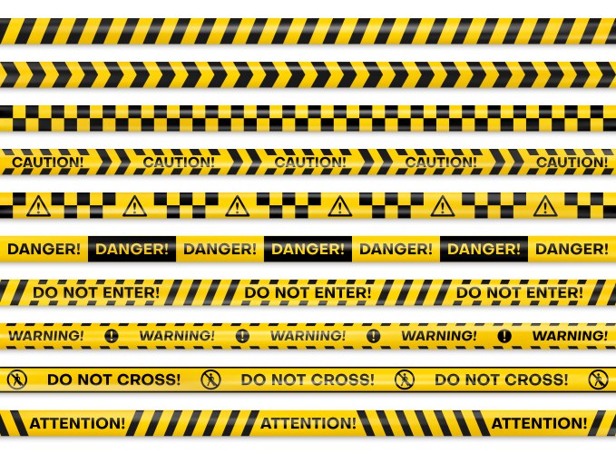 Yellow warning tapes police line barricade – Royalty-Free Vector ...