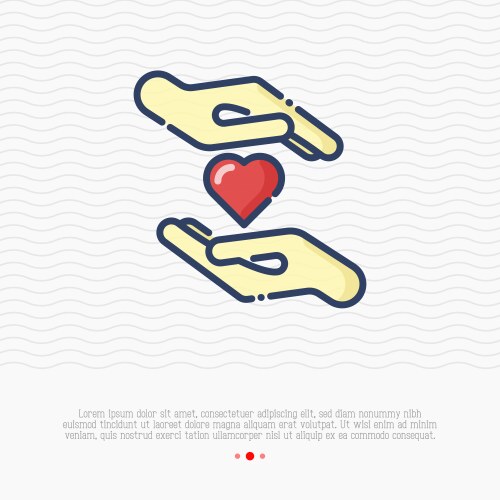 heart between two hands thin line icon vector