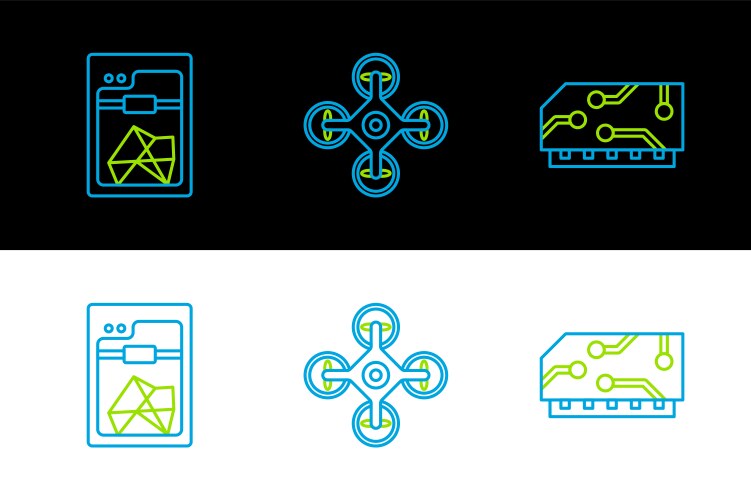 Set line ram random access memory 3d printer vector image