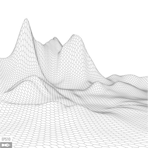 wireframe landscape on white background abstract vector image