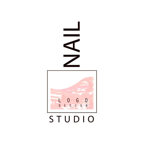 Nail Studio Logo - Elegant Pink & White Vector Image