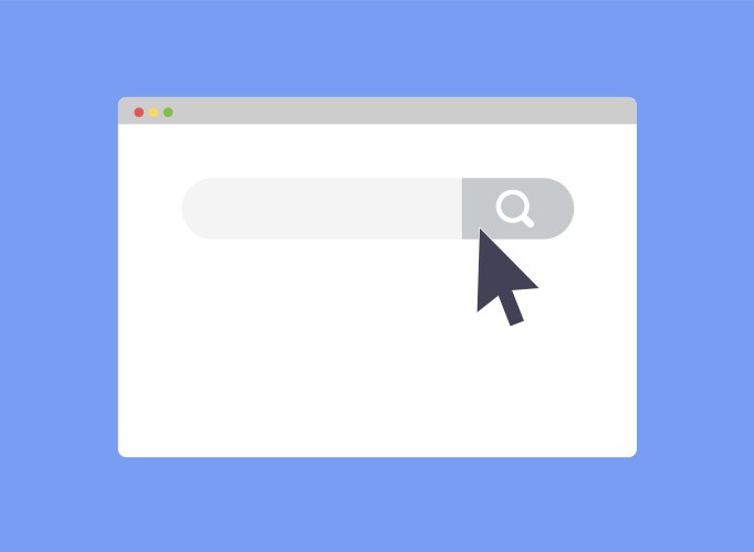 Flat design web browser search template with mouse vector image
