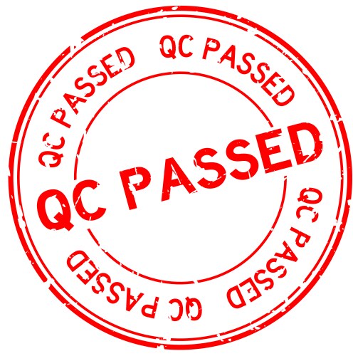 Grunge red qc passed word round rubber seal stamp vector image