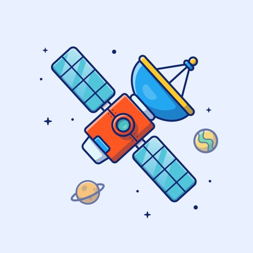 Satellite in space cartoon vector image